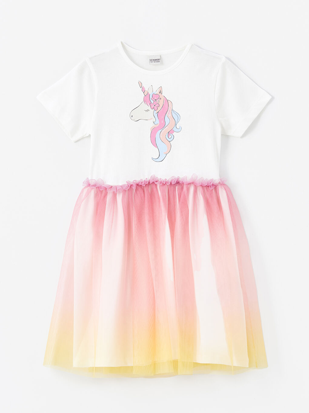 فستان للبنات كم قصير مطبوع بياقة دائرية