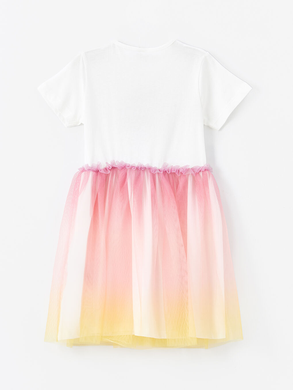 فستان للبنات كم قصير مطبوع بياقة دائرية-1