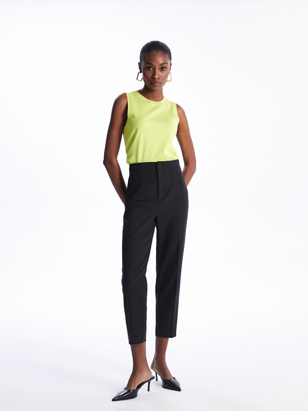 Women's Crew Neck Plain Knitwear Sweater Vest-2