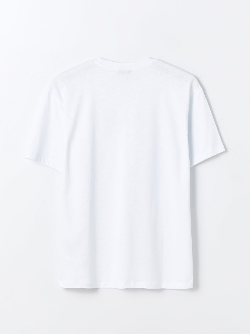 Beyaz Bisiklet Yaka Kısa Kollu Baskılı Penye Erkek Tişört-6