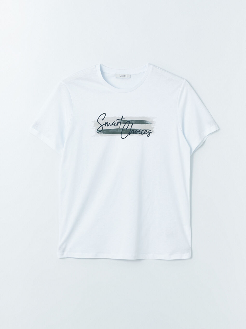 Beyaz Bisiklet Yaka Kısa Kollu Baskılı Penye Erkek Tişört-5