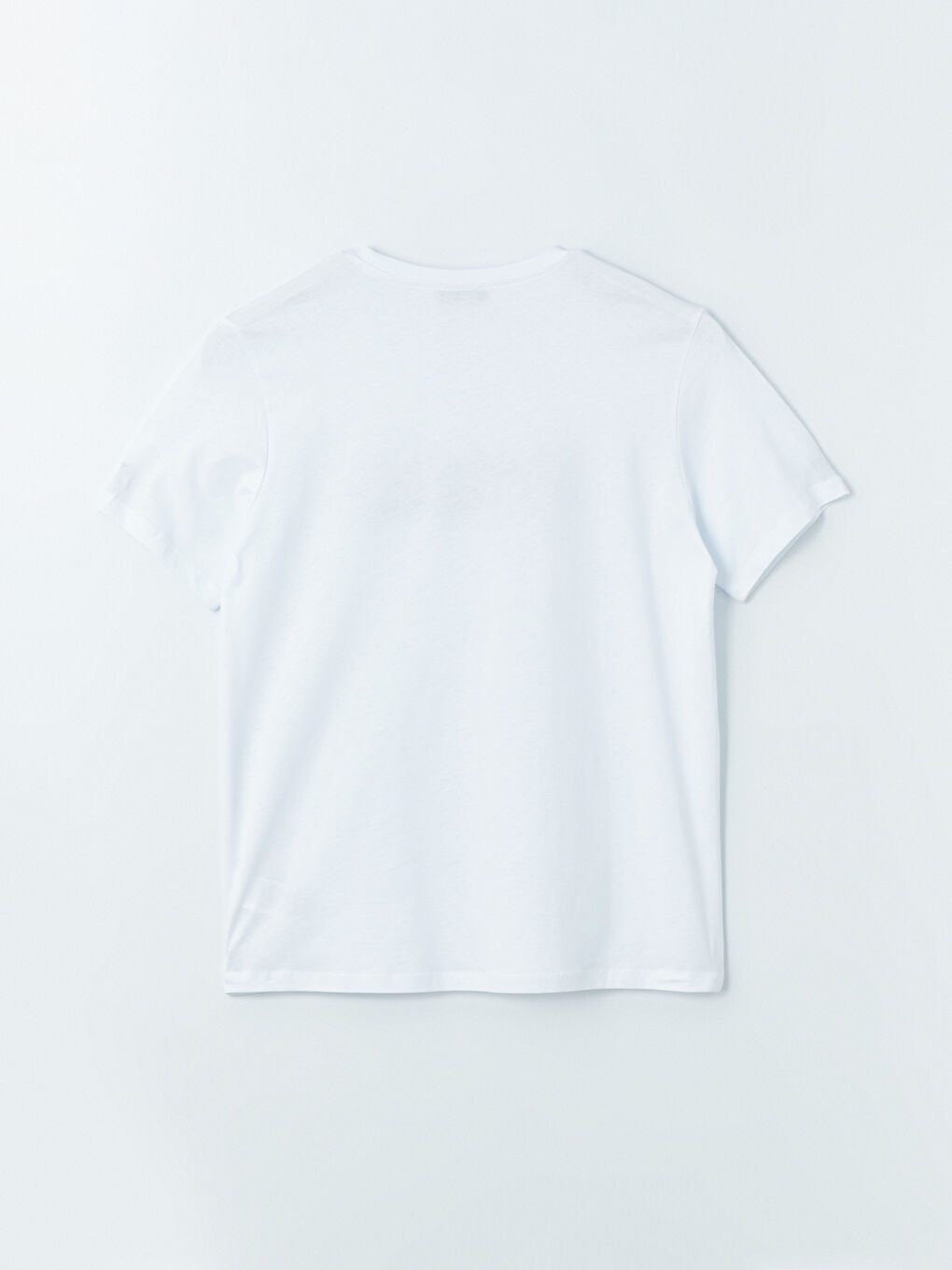 Beyaz Bisiklet Yaka Kısa Kollu Baskılı Penye Erkek Tişört-6