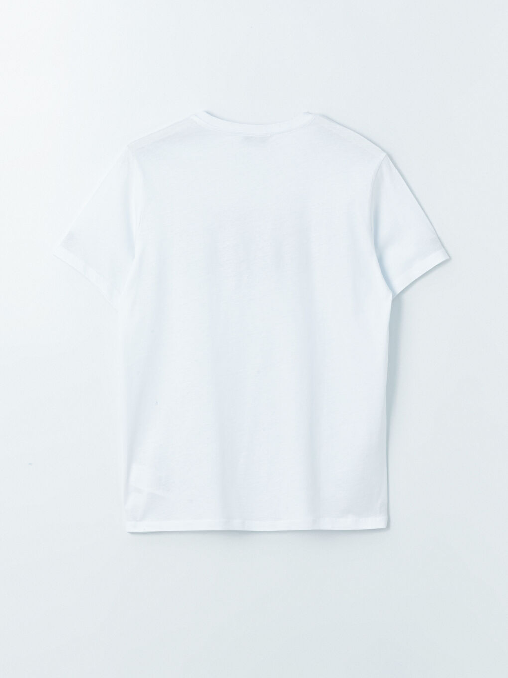 Beyaz Bisiklet Yaka Kısa Kollu Baskılı Penye Erkek Tişört-6