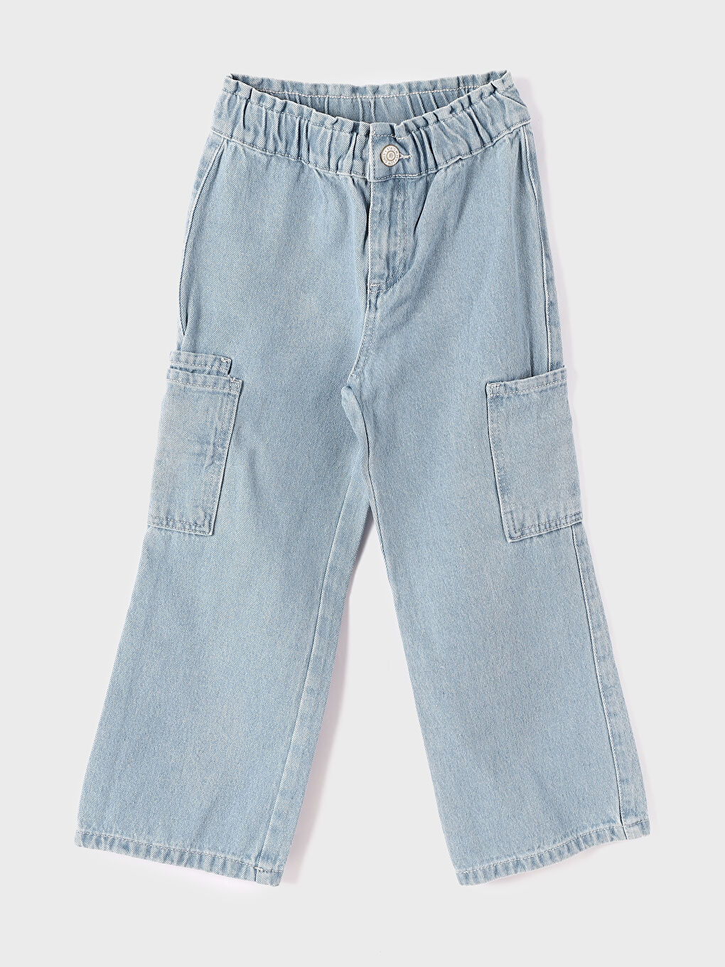 LCW Kids Elasticated Waist Wideleg Girls' Cargo Jeans