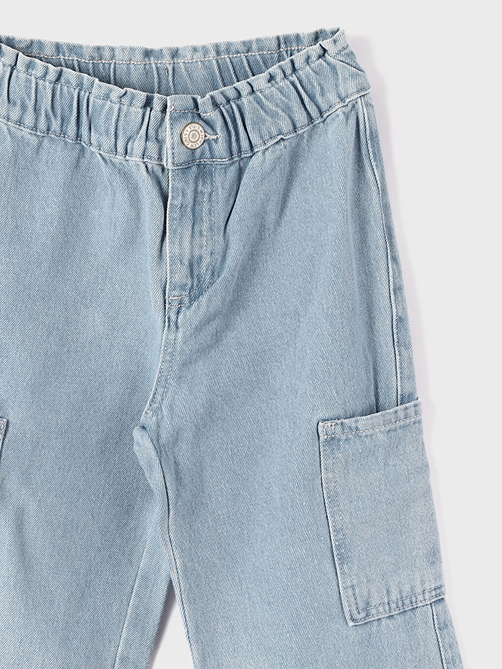 Elasticated Waist Wideleg Girls' Cargo Jeans-2