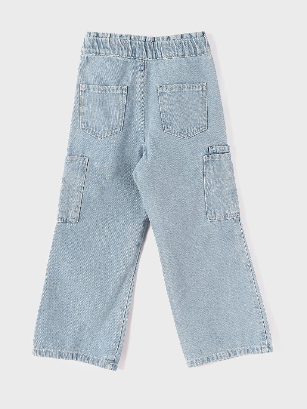 Elasticated Waist Wideleg Girls' Cargo Jeans-1
