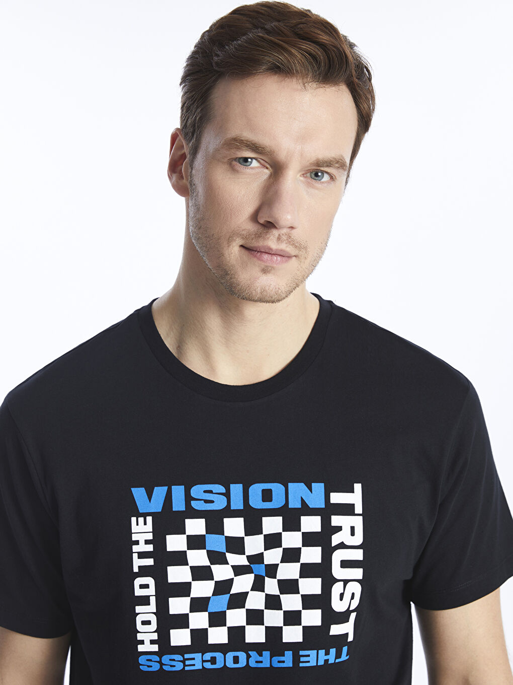 Crew Neck Short Sleeve Printed Combed Cotton Men's T-shirt