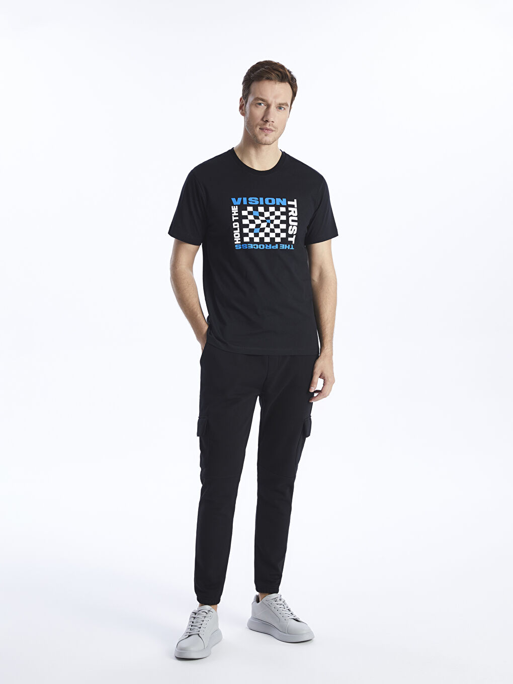 Crew Neck Short Sleeve Printed Combed Cotton Men's T-shirt-1