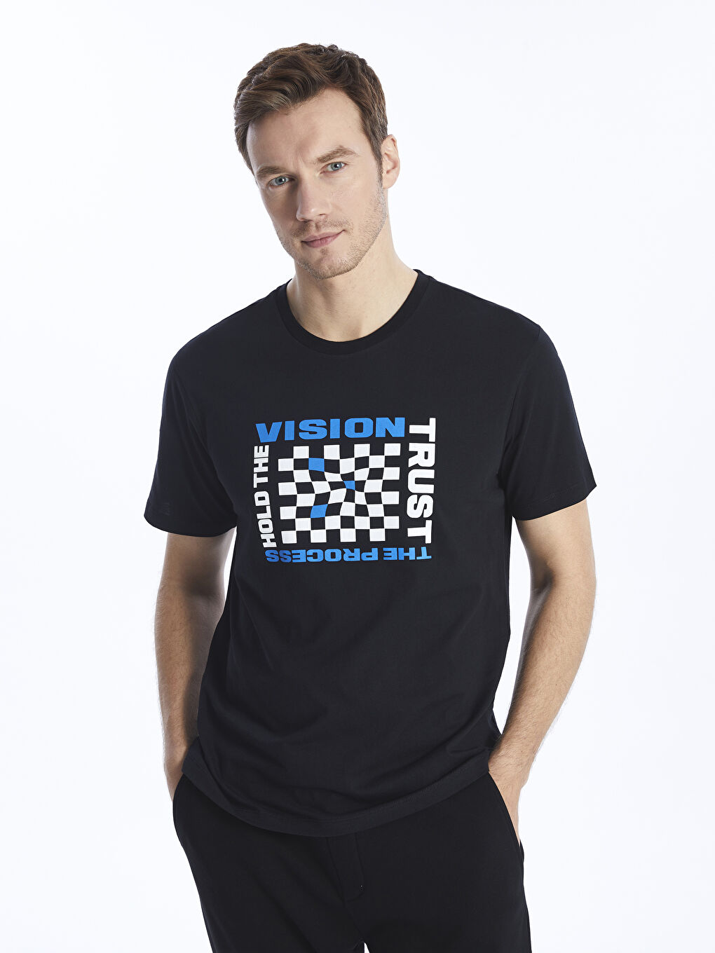 Crew Neck Short Sleeve Printed Combed Cotton Men's T-shirt-2