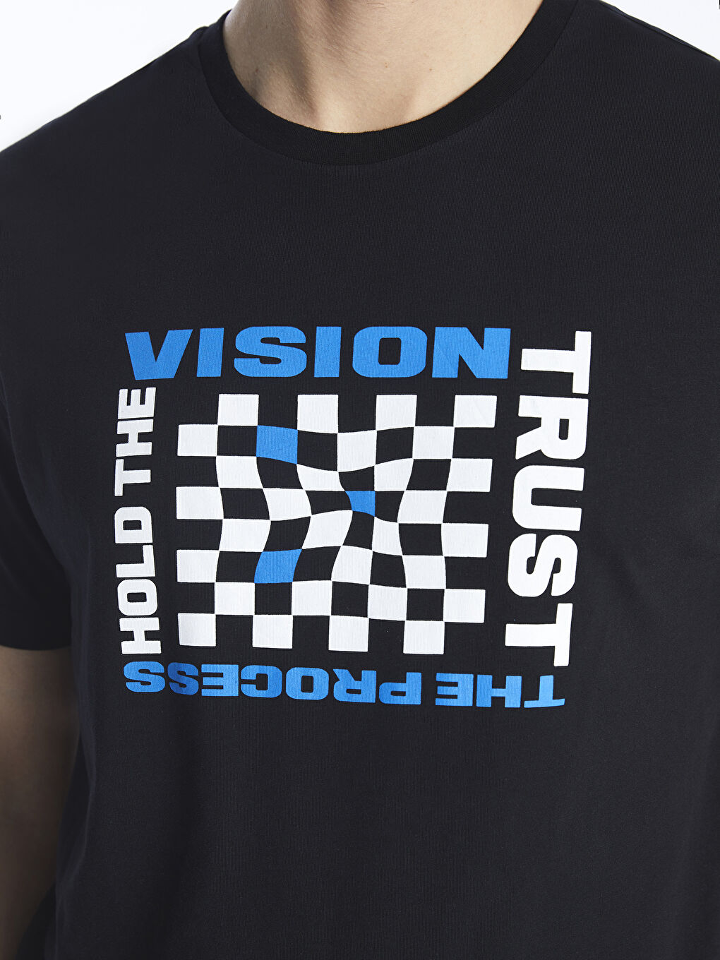 Crew Neck Short Sleeve Printed Combed Cotton Men's T-shirt-3