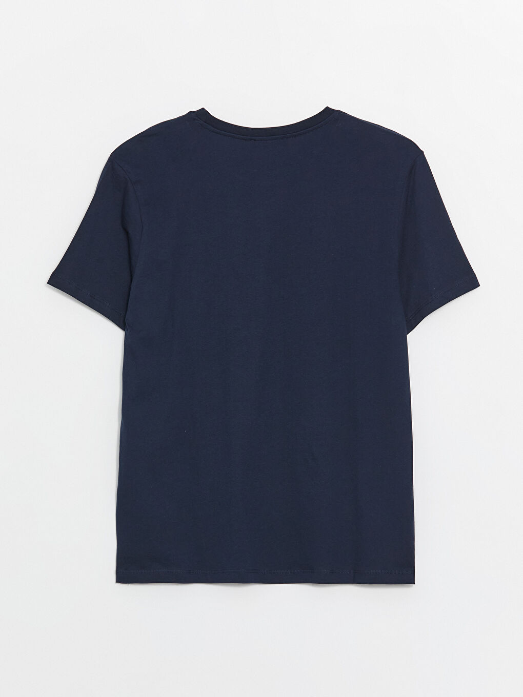 Lacivert Bisiklet Yaka Kısa Kollu Baskılı Penye Erkek Tişört-6