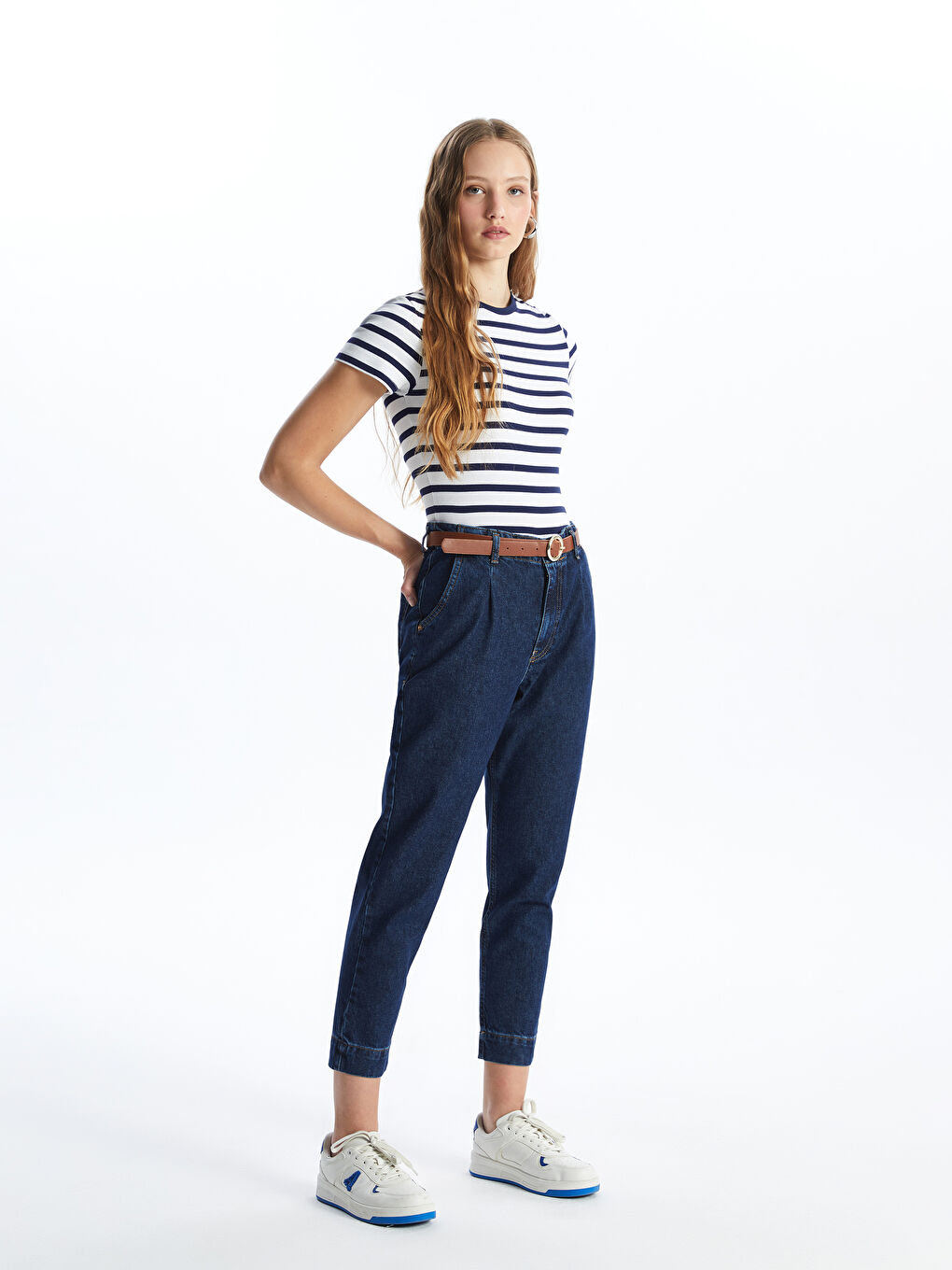 LC Waikiki Farmerke za žene sa kaišem, kroj mama fit -S4BQ86Z8-309