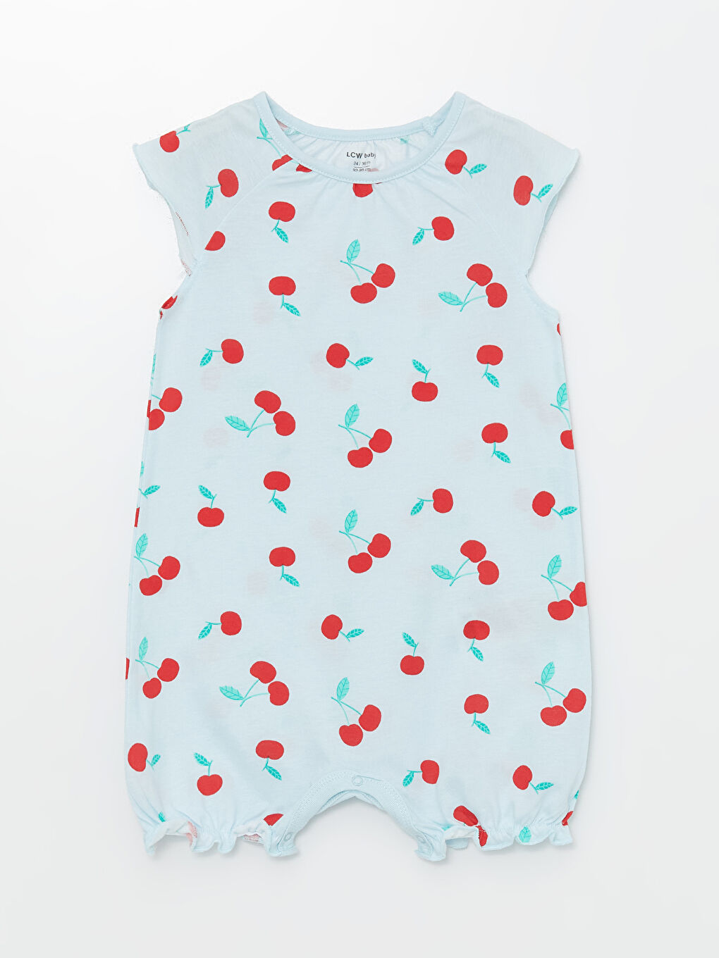 Turkuaz Bisiklet Yaka Kısa Kollu Baskılı Kız Bebek Tulum