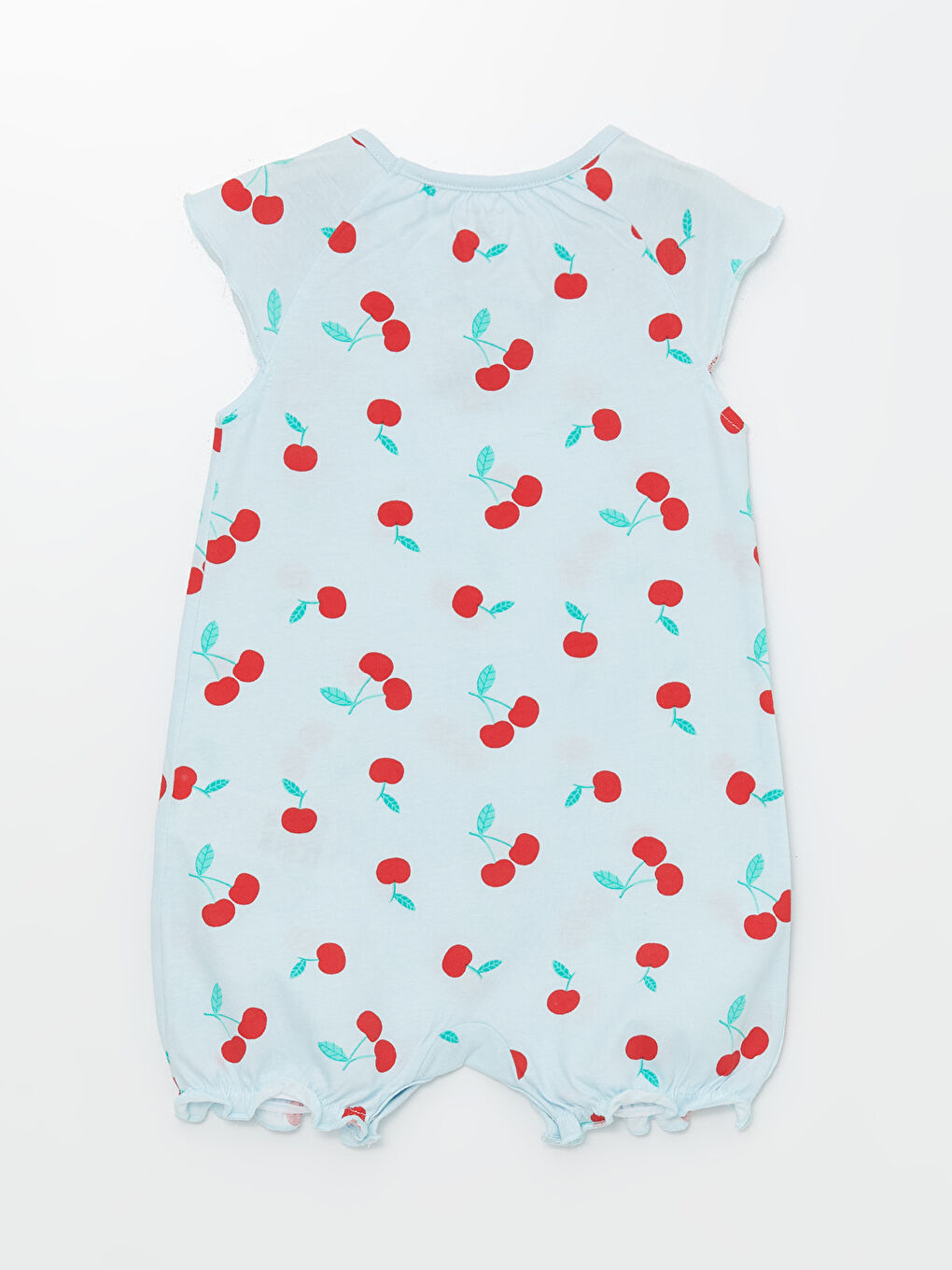 Turkuaz Bisiklet Yaka Kısa Kollu Baskılı Kız Bebek Tulum-1