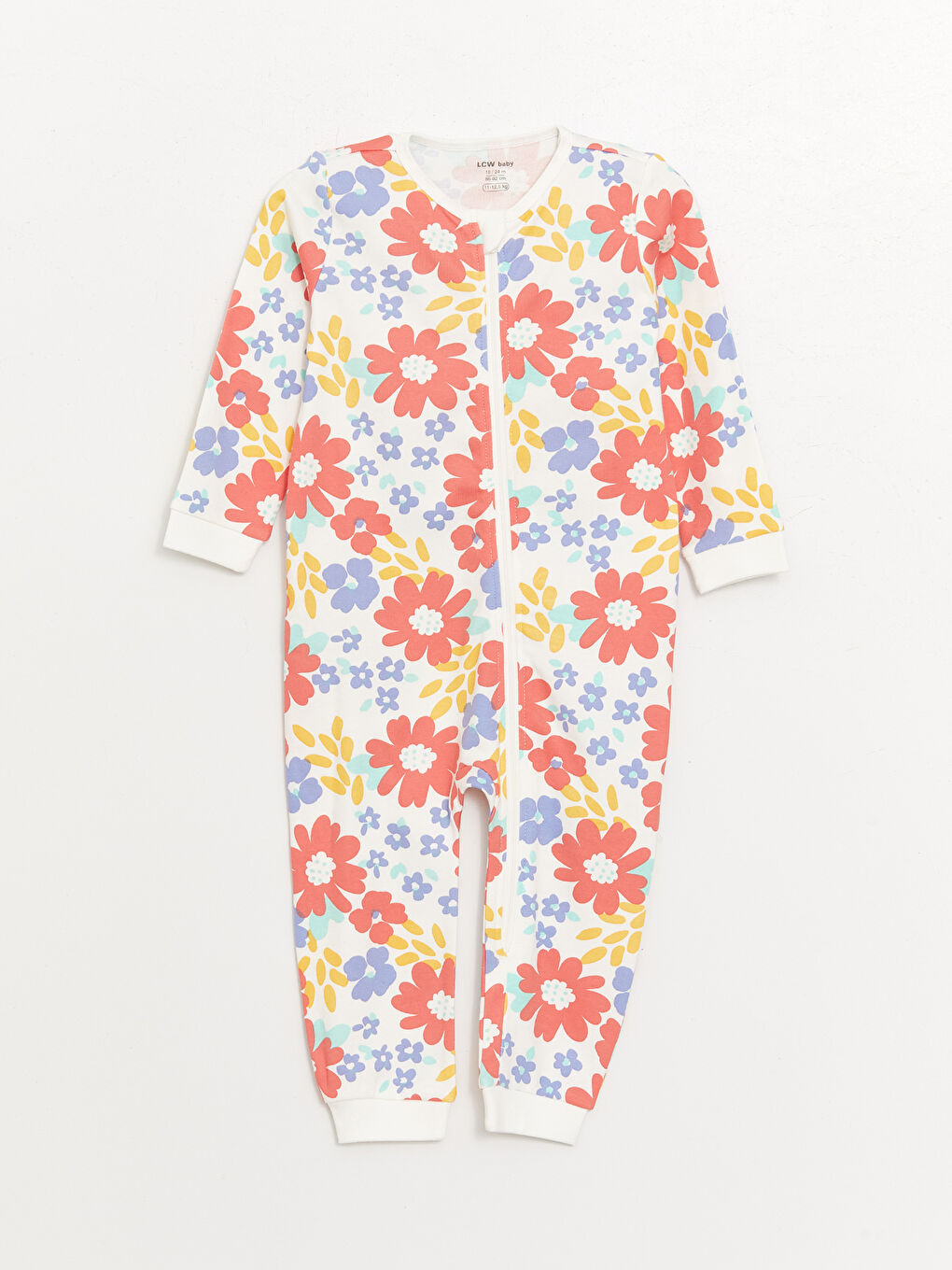 LCW baby Crew Neck Long Sleeve Printed Baby Girls Jumpsuit 2 Pack -S4BR08Z1-LSZ
