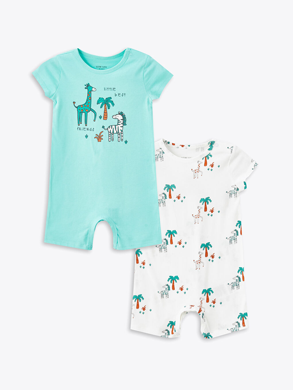 Crew Neck Printed Baby Boys' Jumpsuit 2 Pack -S4BR12Z1-GAS