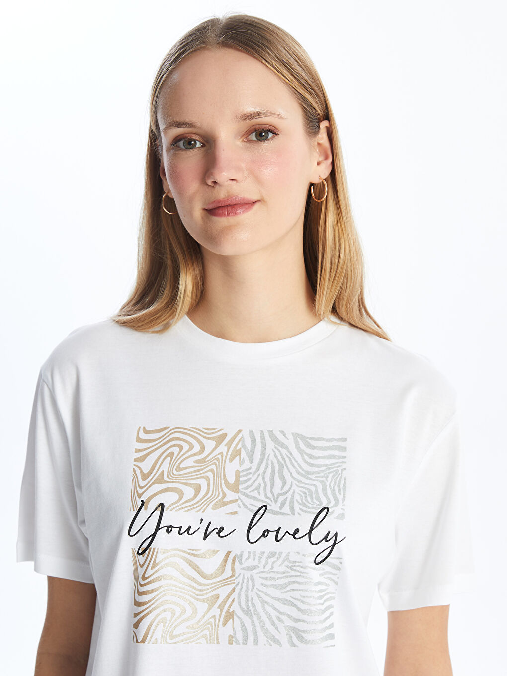 Crew Neck Printed Short Sleeve Women's Tunic