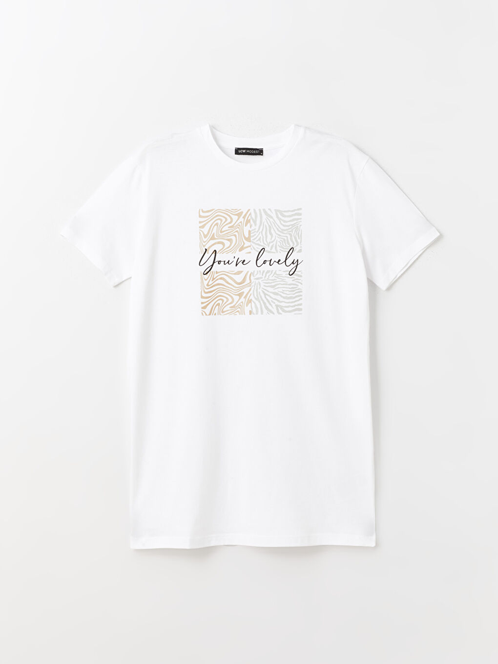 Crew Neck Printed Short Sleeve Women's Tunic-5