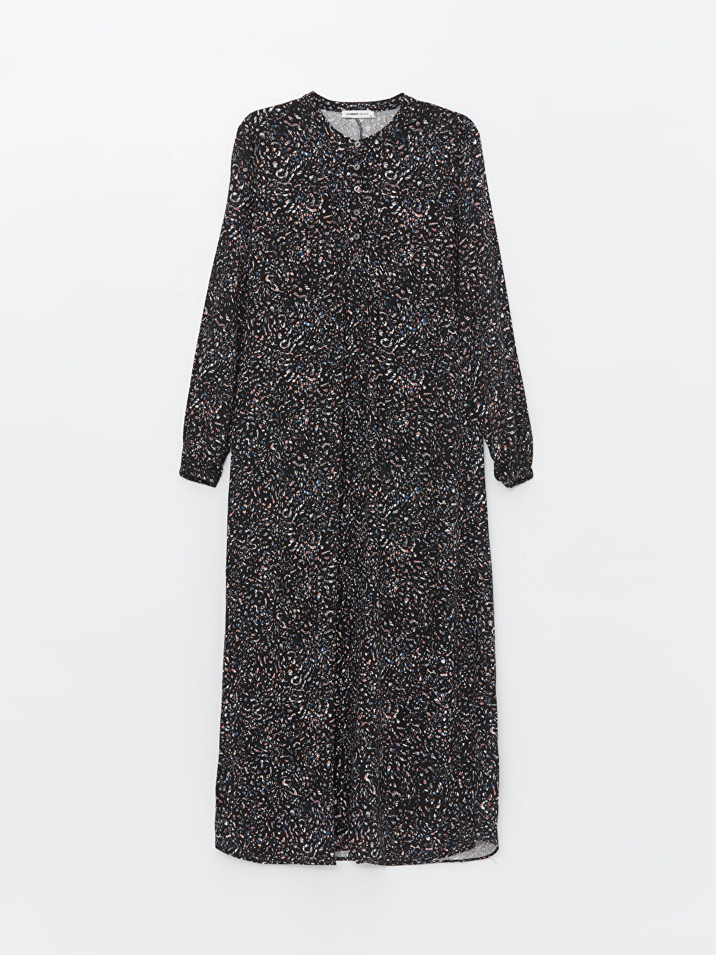 Karışık Bisiklet Yaka Desenli Uzun Kollu Kadın Elbise-5