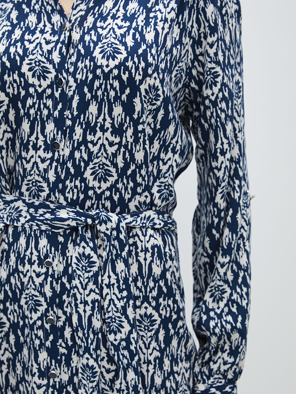 LCW Grace Patterned Long Sleeve Women's Shirt Dress -S4BR92Z8-LS3