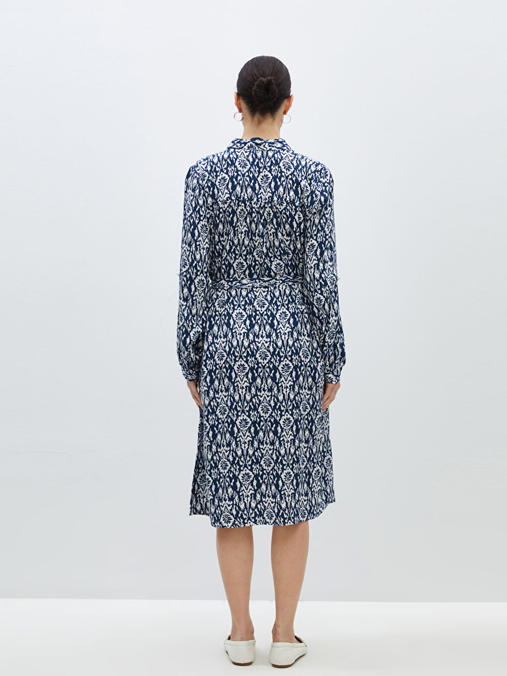 LCW Grace Patterned Long Sleeve Women's Shirt Dress -S4BR92Z8-LS3