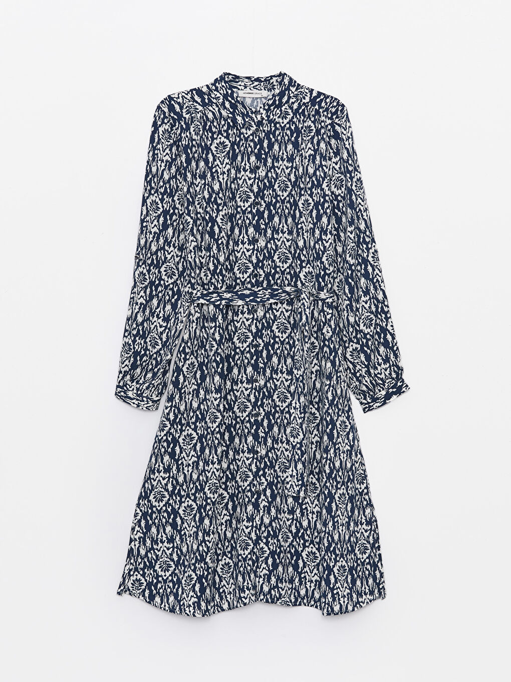 LCW Grace Patterned Long Sleeve Women's Shirt Dress -S4BR92Z8-LS3