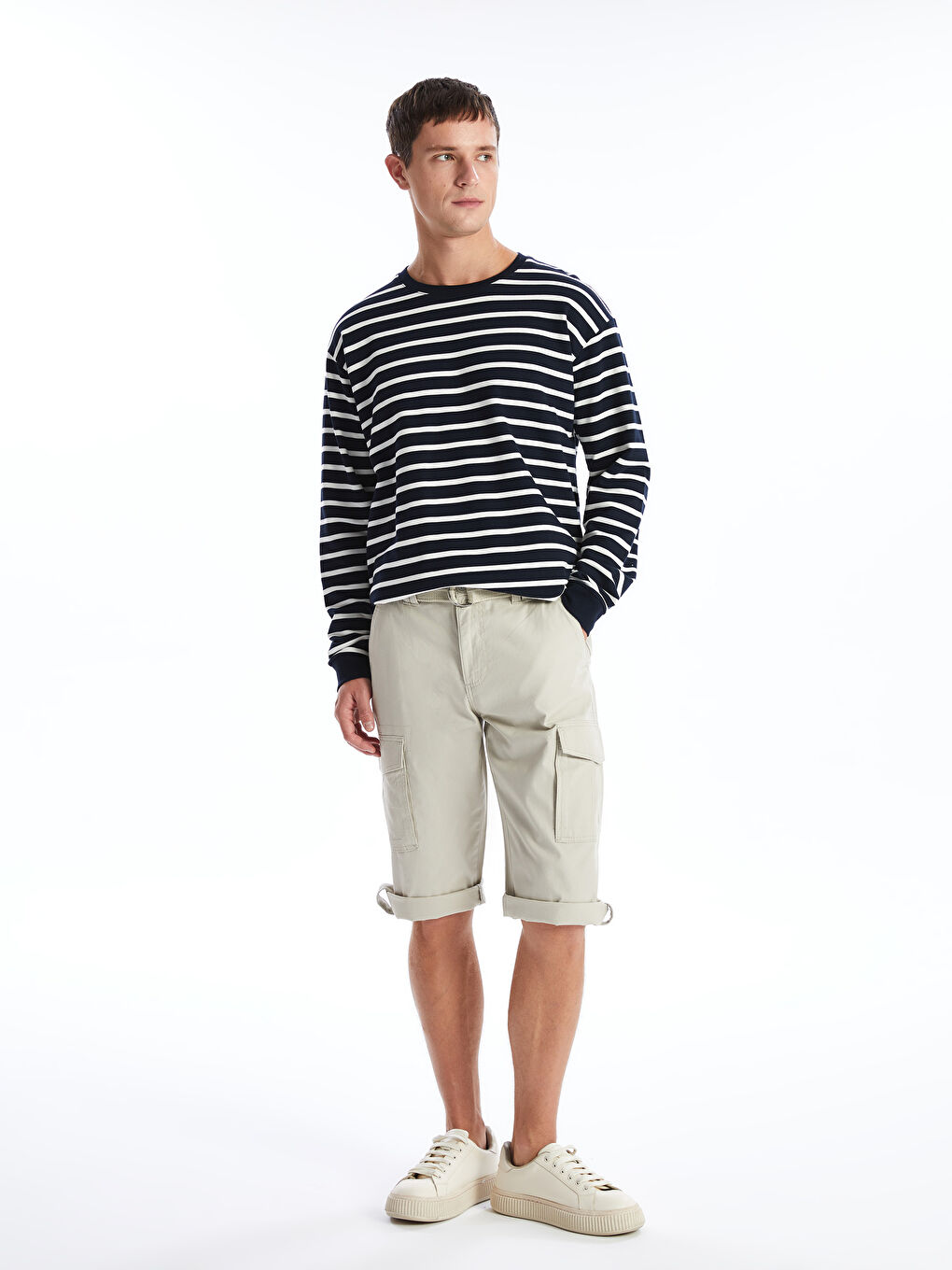 Bej Standart Kalıp Erkek Roller Şort