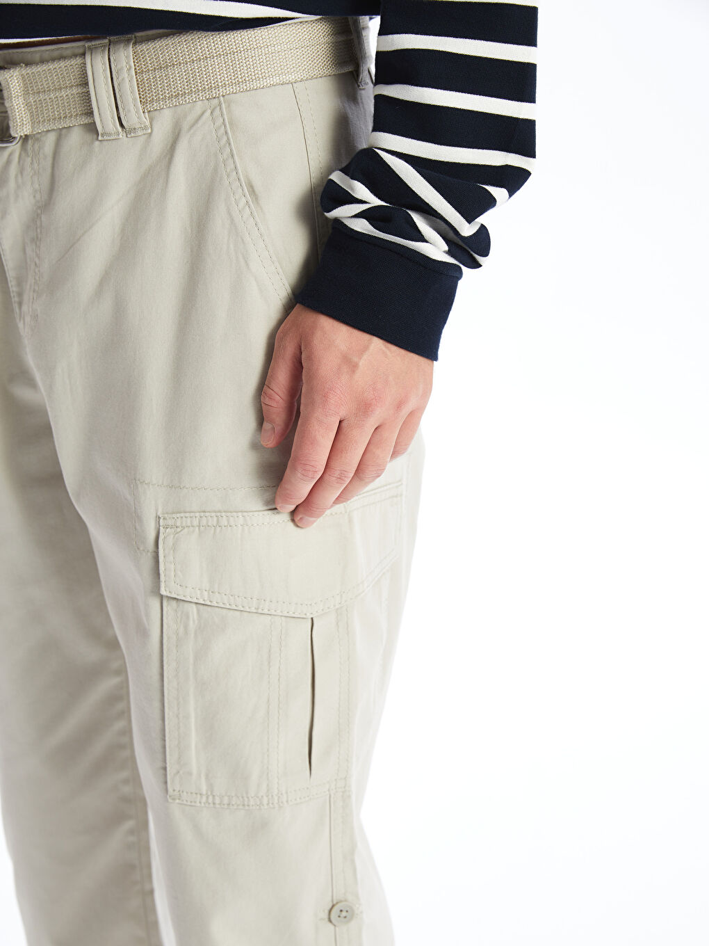 Bej Standart Kalıp Erkek Roller Şort-4