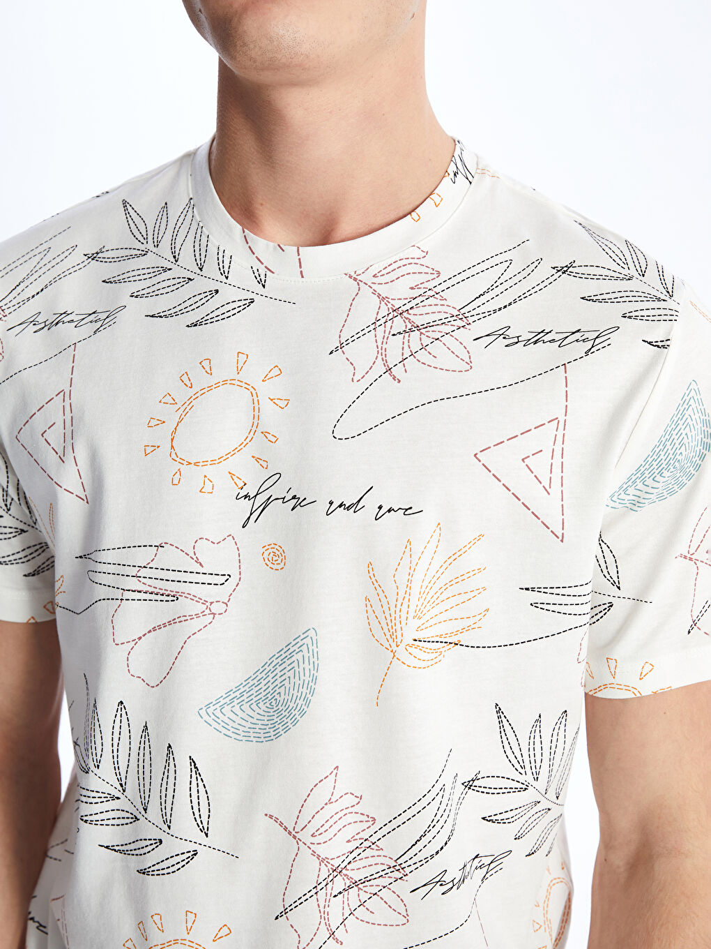 Crew Neck Short Sleeve Printed Combed Cotton Men's T-shirt -S4BS59Z8-EEW