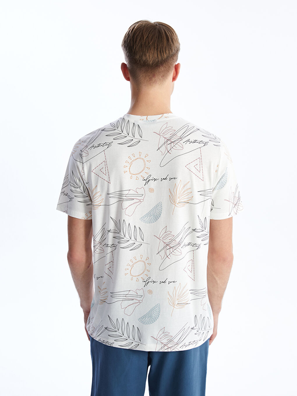 Crew Neck Short Sleeve Printed Combed Cotton Men's T-shirt -S4BS59Z8-EEW