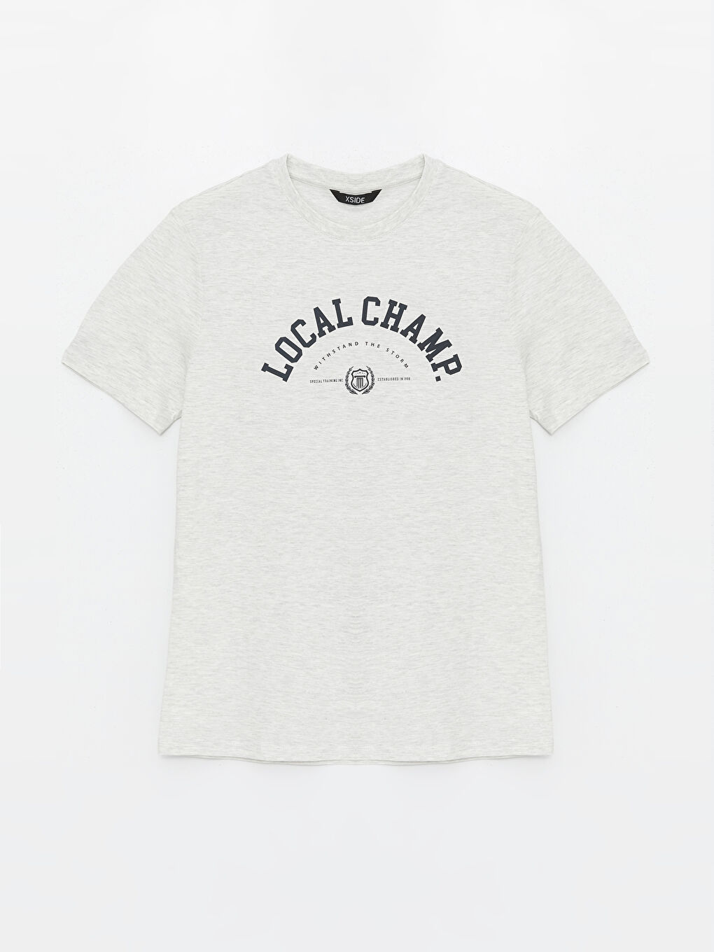 Beyaz Bisiklet Yaka Kısa Kollu Baskılı Penye Erkek Tişört-5