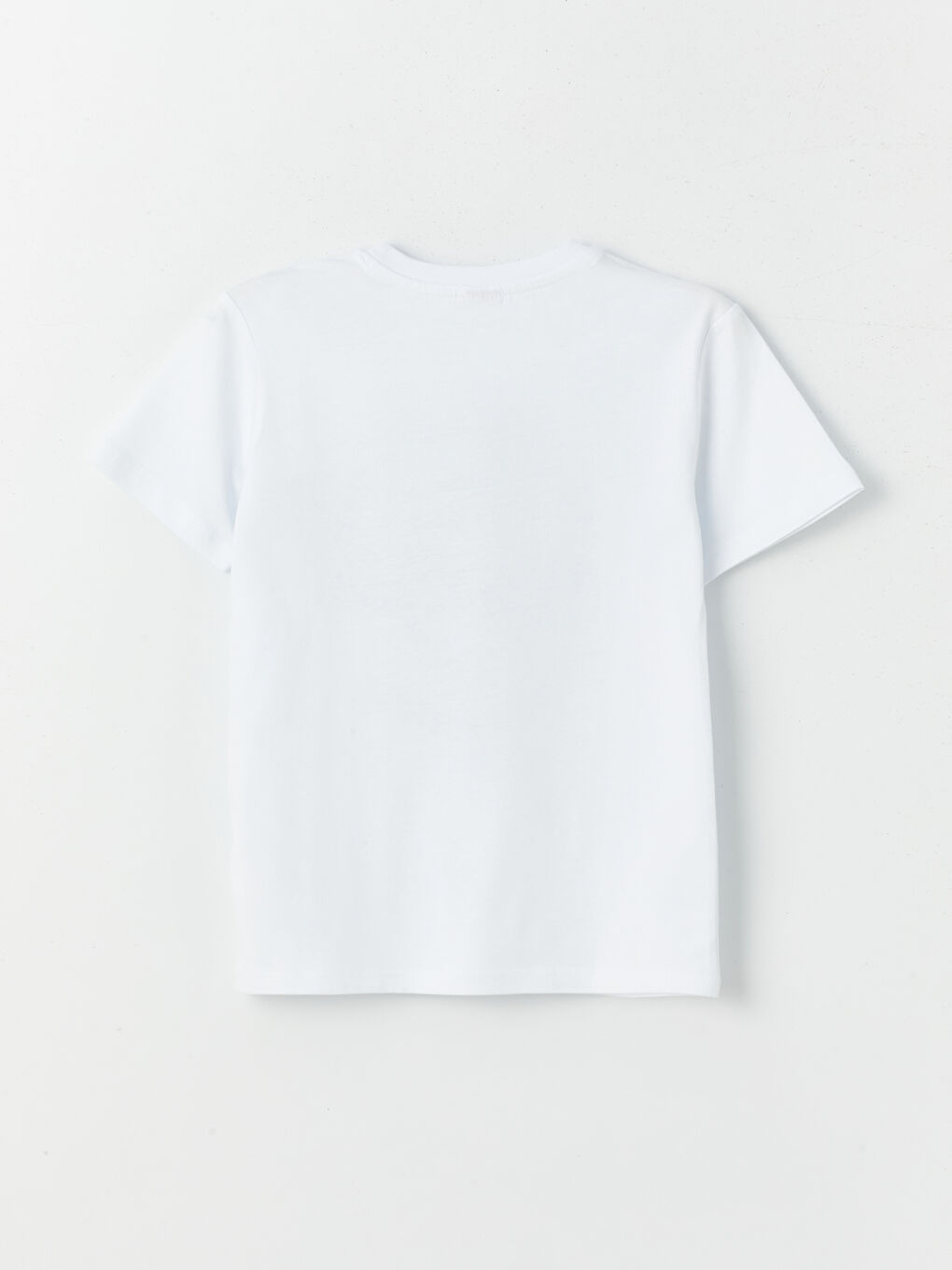 Beyaz Bisiklet Yaka Baskılı Kısa Kollu Erkek Çocuk Tişört-1