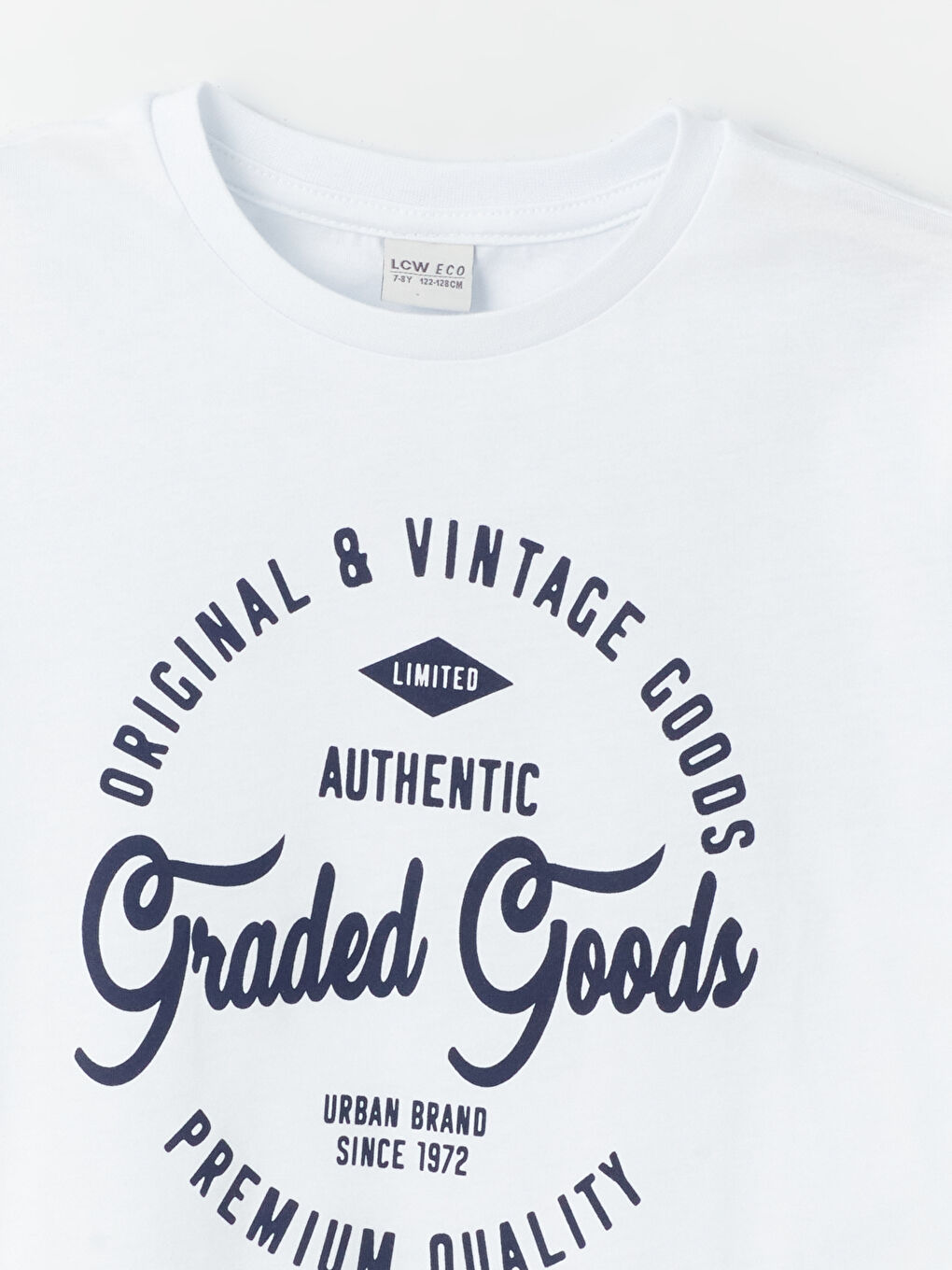 Beyaz Bisiklet Yaka Baskılı Kısa Kollu Erkek Çocuk Tişört-2