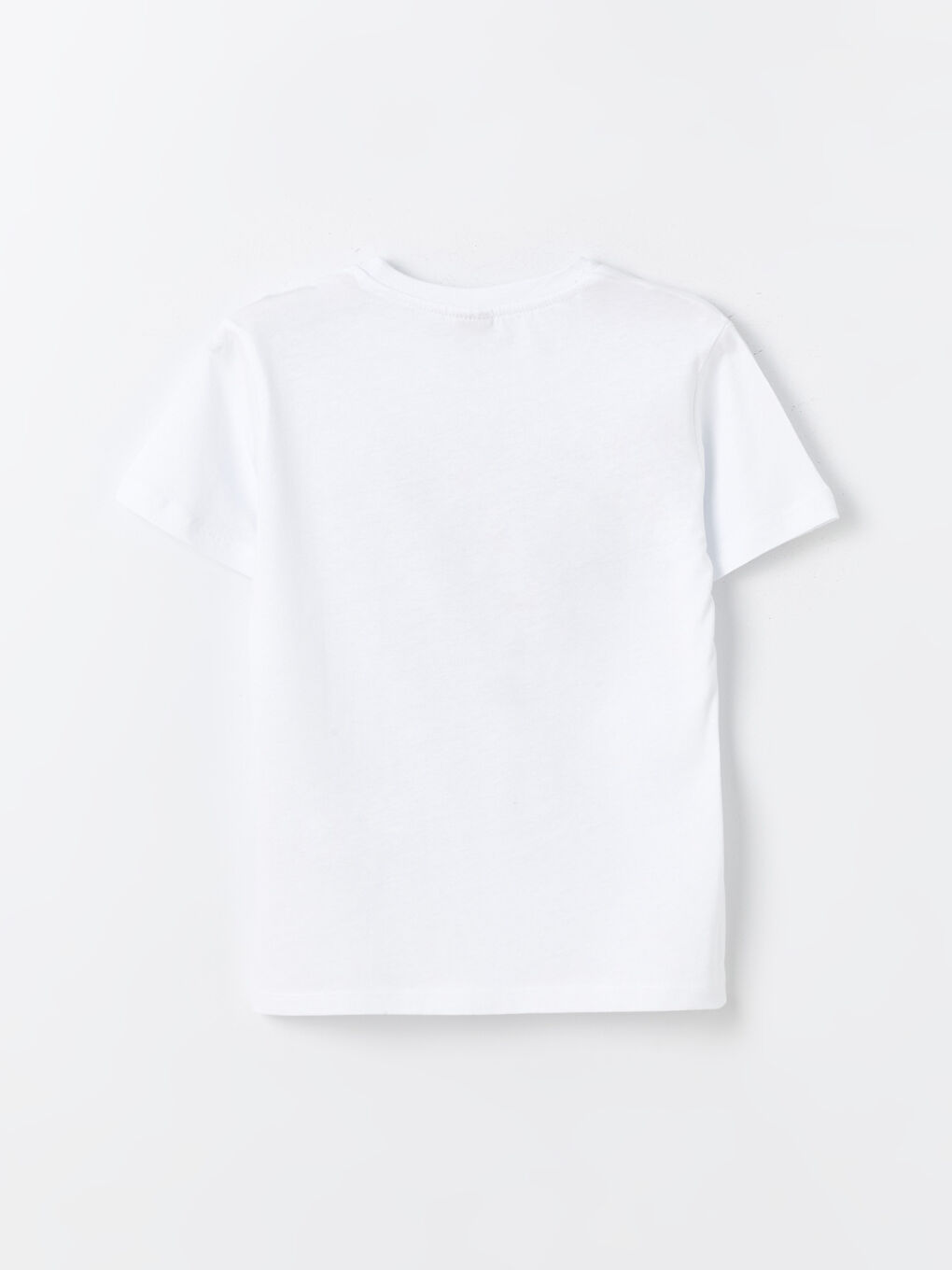 Beyaz Bisiklet Yaka Baskılı Kısa Kollu Erkek Çocuk Tişört-1