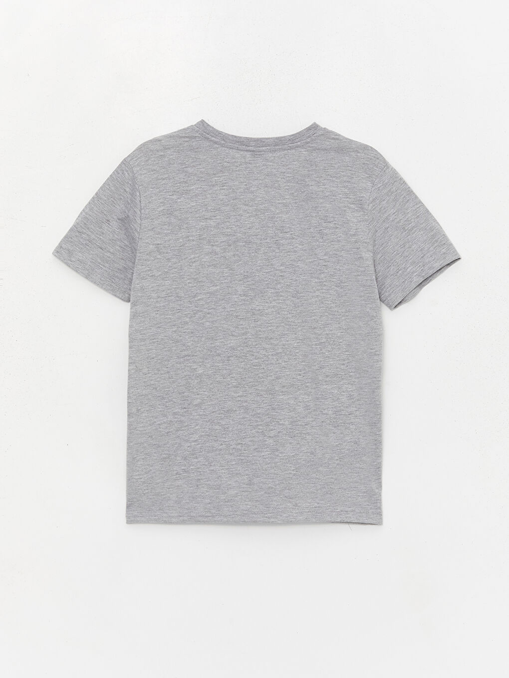 Gri Bisiklet Yaka Baskılı Kısa Kollu Erkek Çocuk Tişört-1