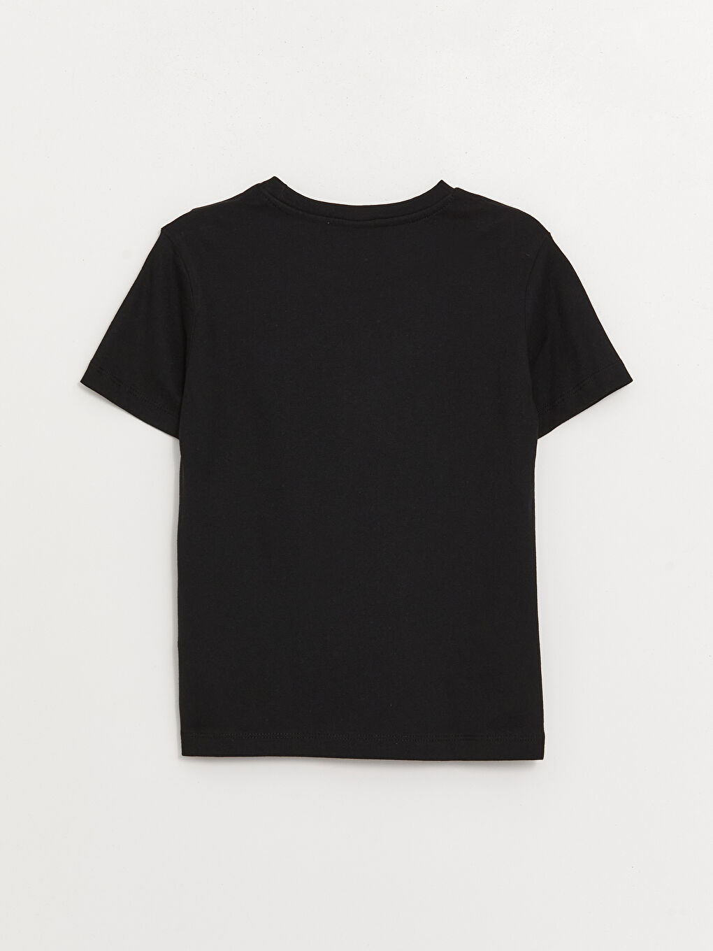 Siyah Bisiklet Yaka Baskılı Kısa Kollu Erkek Çocuk Tişört-1