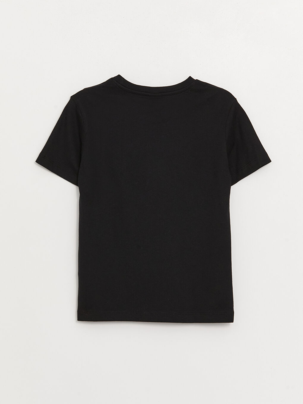 Siyah Bisiklet Yaka Baskılı Kısa Kollu Erkek Çocuk Tişört-1