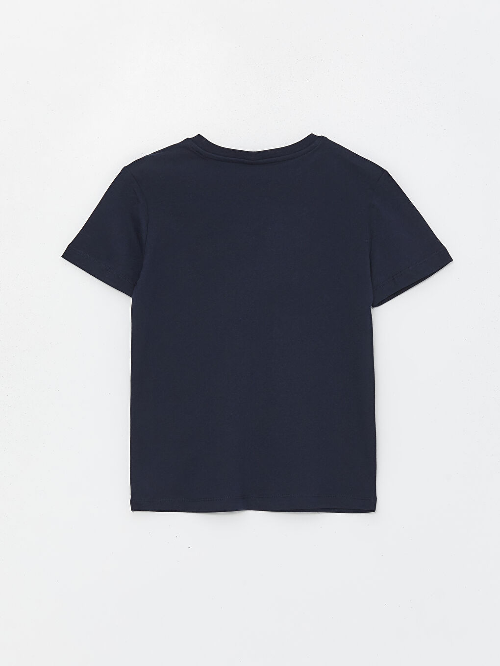 Lacivert Bisiklet Yaka Baskılı Kısa Kollu Erkek Çocuk Tişört-1
