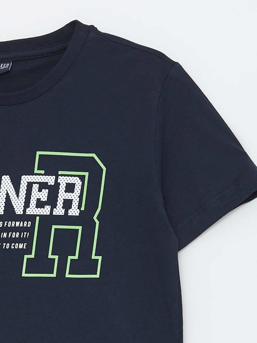 Lacivert Bisiklet Yaka Baskılı Kısa Kollu Erkek Çocuk Tişört-2