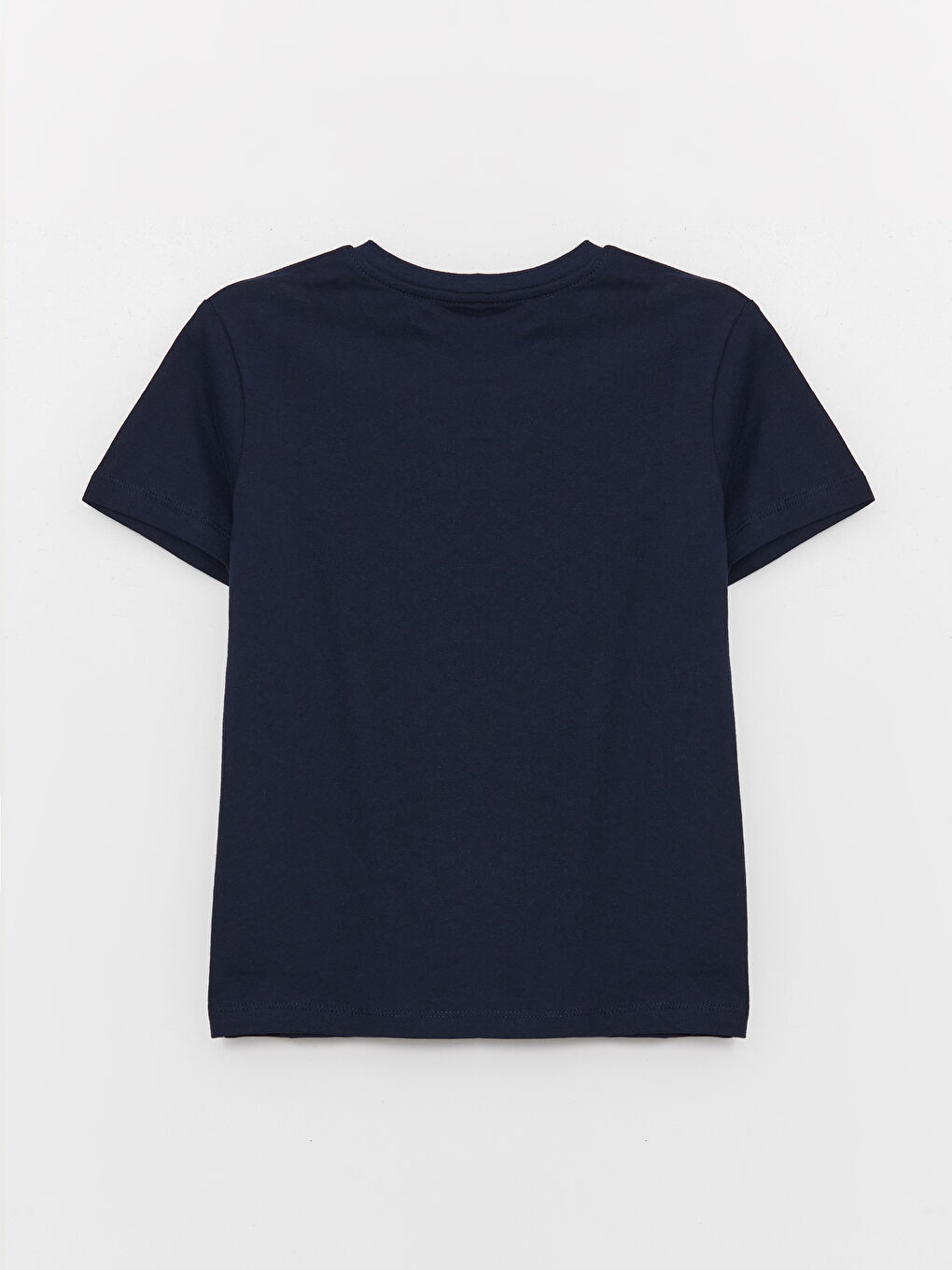 Lacivert Bisiklet Yaka Baskılı Kısa Kollu Erkek Çocuk Tişört-1