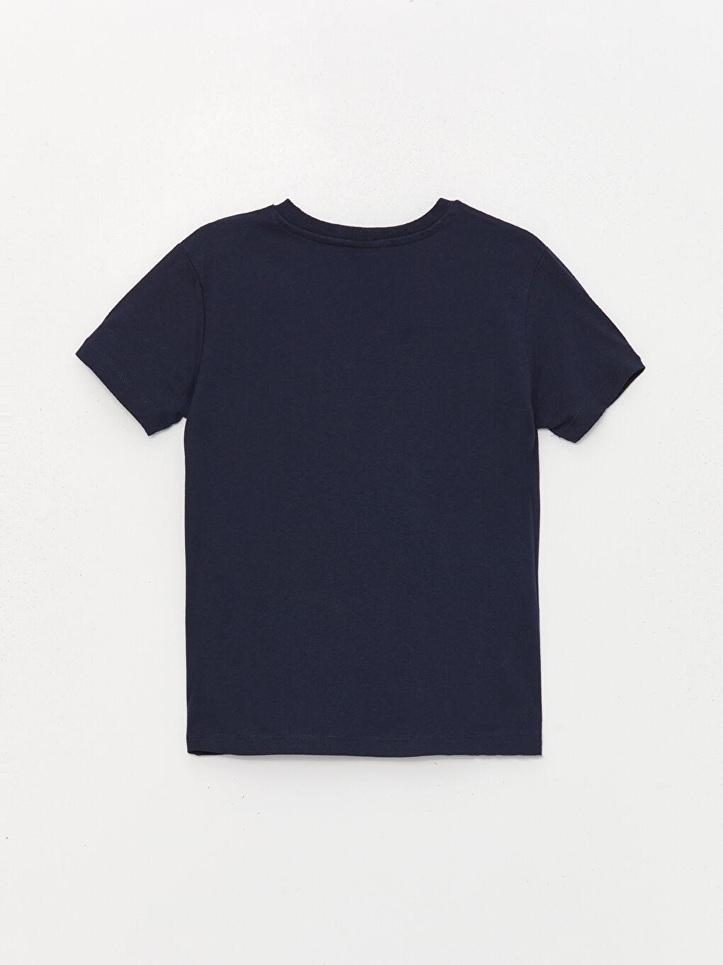 Lacivert Bisiklet Yaka Baskılı Kısa Kollu Erkek Çocuk Tişört-1