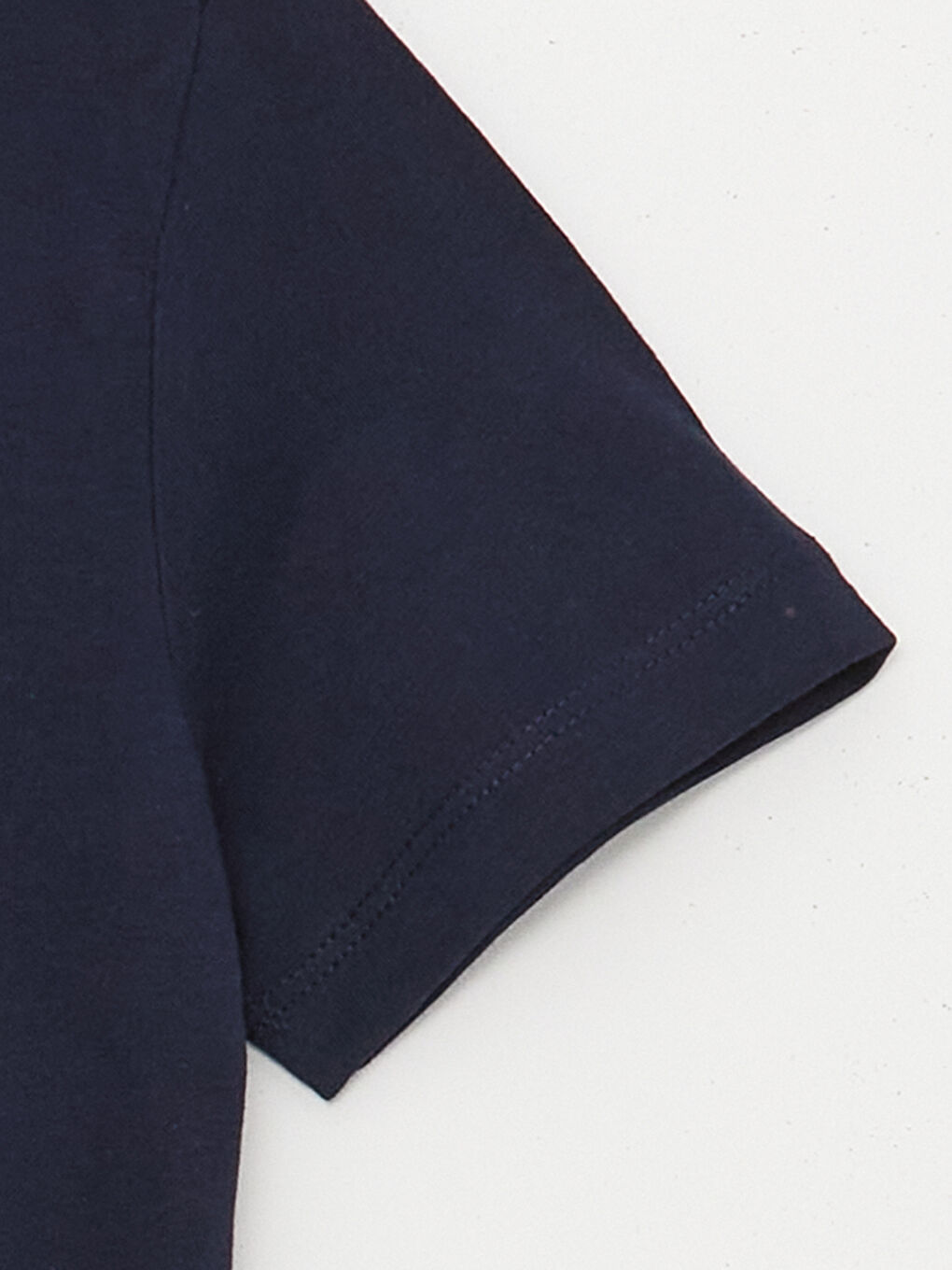 Lacivert Bisiklet Yaka Baskılı Kısa Kollu Erkek Çocuk Tişört-2