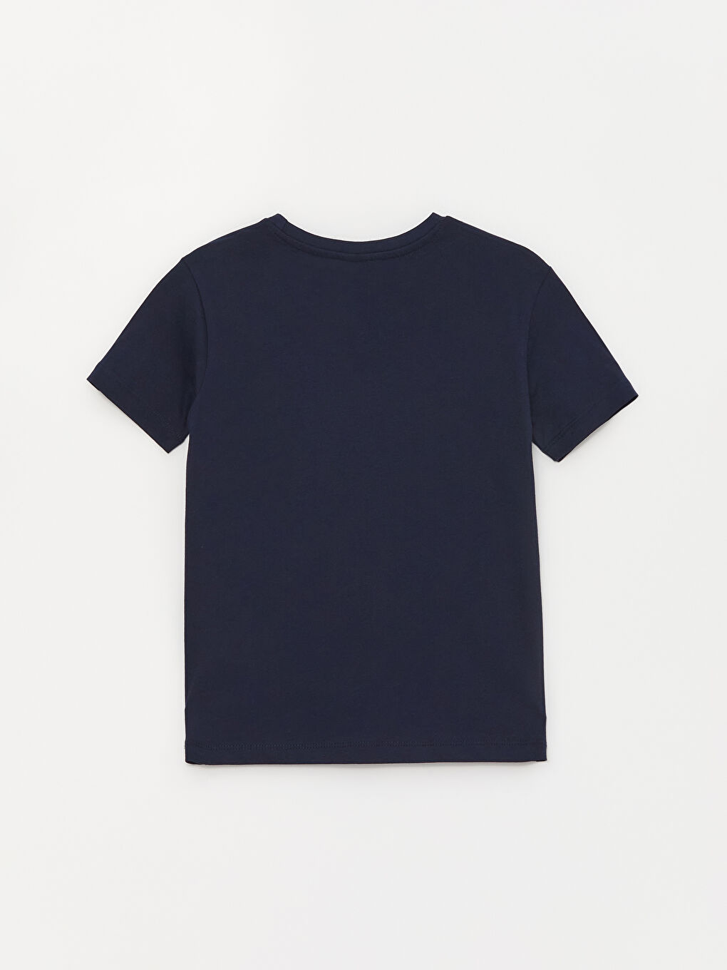 Lacivert Bisiklet Yaka Baskılı Kısa Kollu Erkek Çocuk Tişört-1