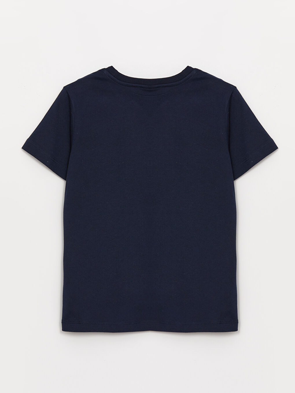 Lacivert Bisiklet Yaka Baskılı Kısa Kollu Erkek Çocuk Tişört-1