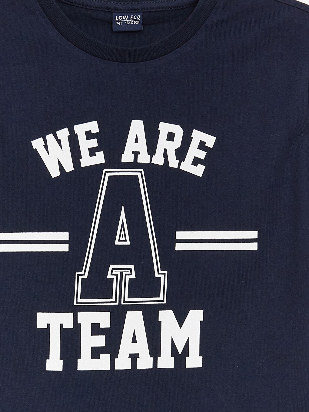 Lacivert Bisiklet Yaka Baskılı Kısa Kollu Erkek Çocuk Tişört-2