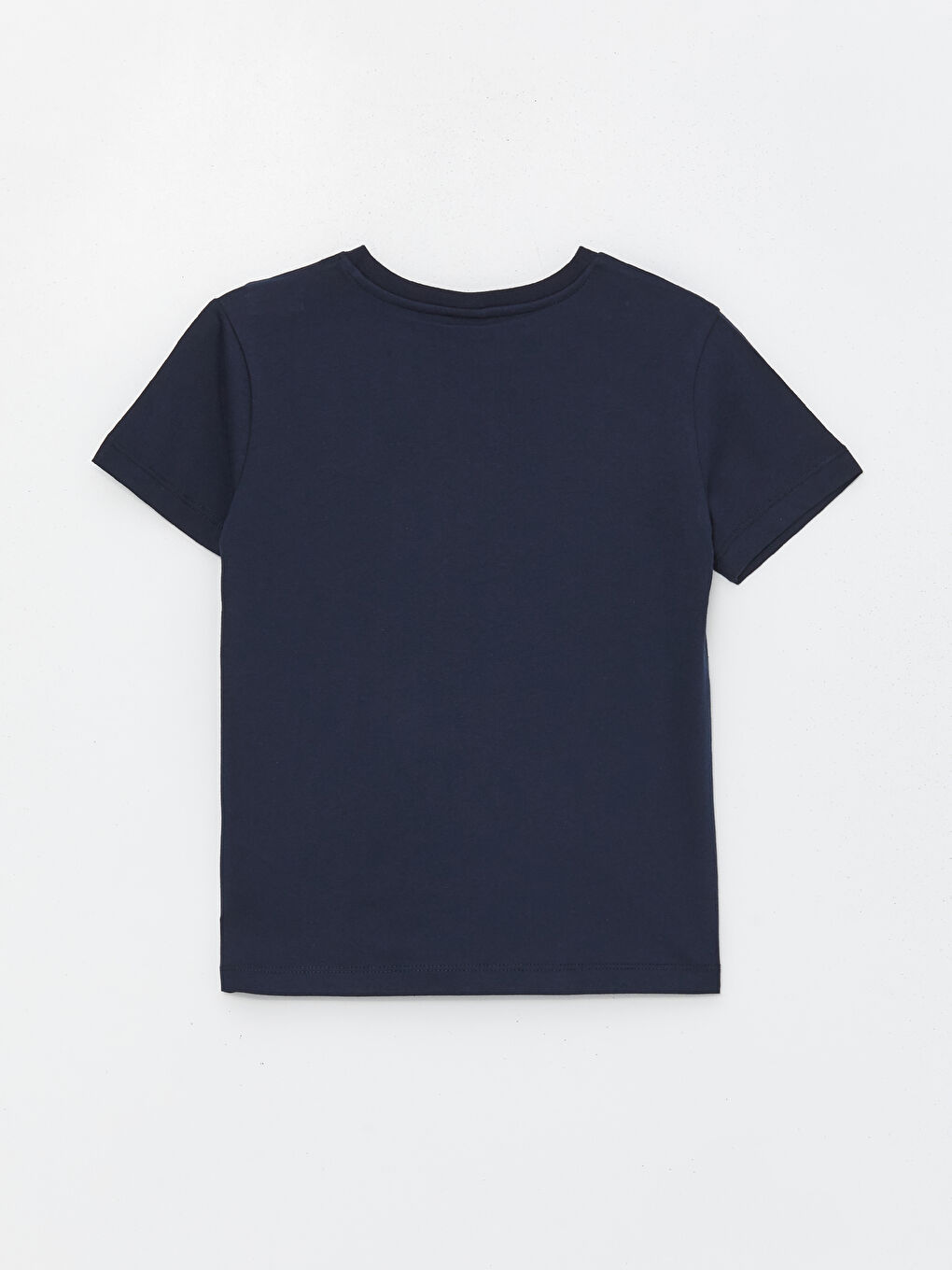 Lacivert Bisiklet Yaka Baskılı Kısa Kollu Erkek Çocuk Tişört-1