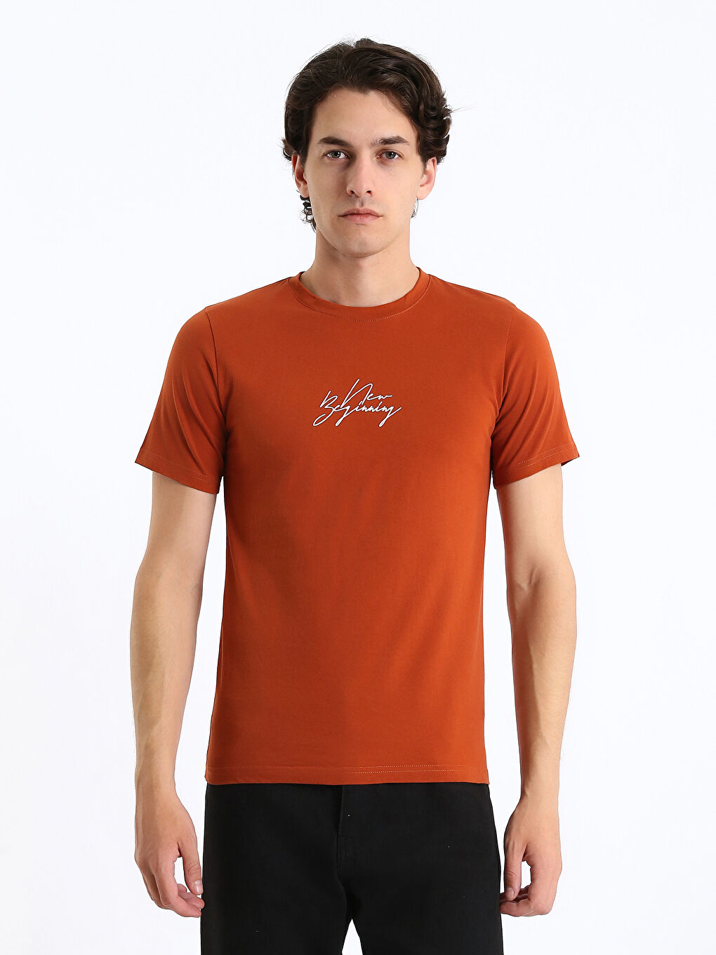 Crew Neck Short Sleeve Printed Men's T-Shirt-1