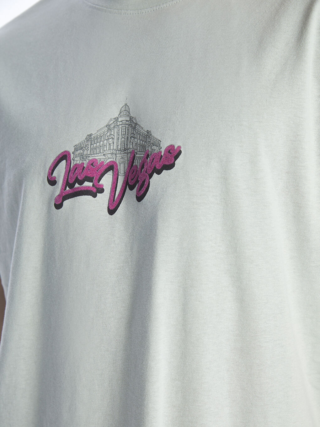 მრგვალი საყელო მოკლე სახელო ნაბეჭდი კომბინირებული ბამბის მამაკაცის მაისური-3