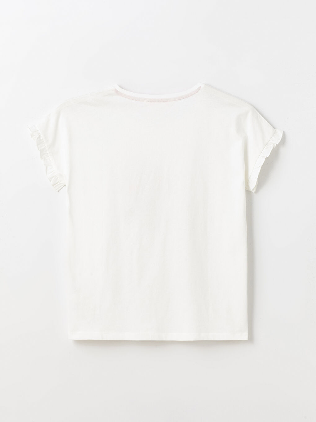 Ekru Bisiklet Yaka Baskılı Kadın Pijama Üstü-1