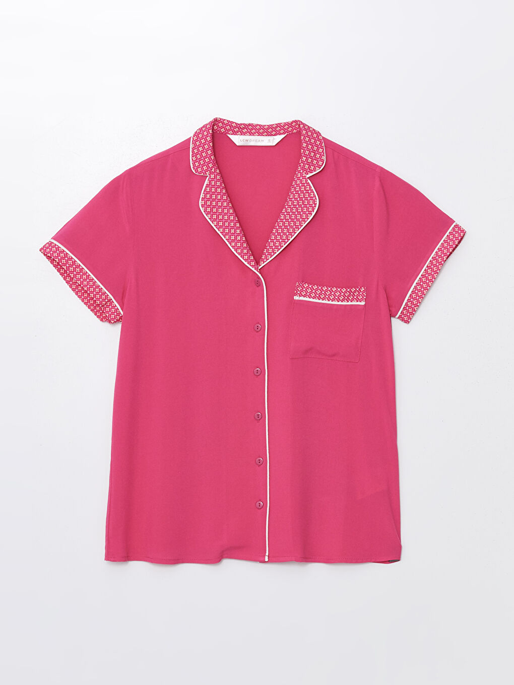 LCW DREAM Pembe Gömlek Yaka Desenli Kadın Pijama Üstü